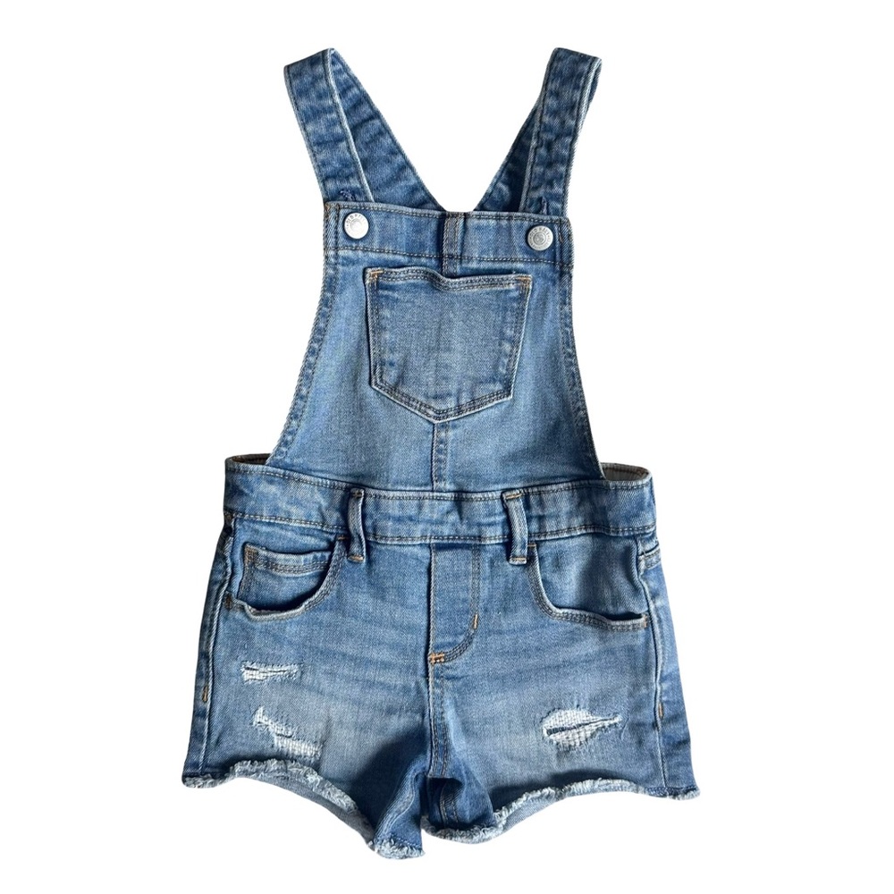Old Navy 4T Girls blue cotton shorts denim overalls